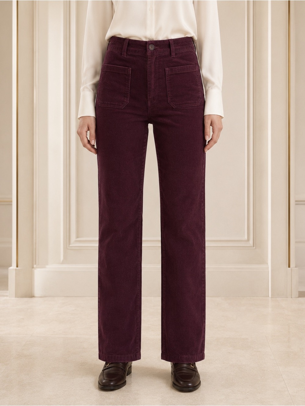 Rachel Zoe Burgundy Corduroy Slim Bootcut Pants Size 10